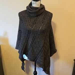 Cozy Charcoal Knit Poncho